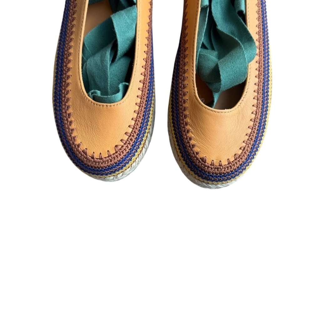 Ulla Johnson - Yelena Crochet Leather Flatform Espadrille Wrap Tie Shoes EU 36 - Picture 4 of 11
